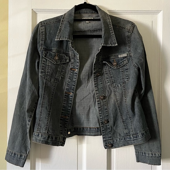 Vintage Max Studio Stretchy Denim Jacket, Medium - Picture 1 of 16